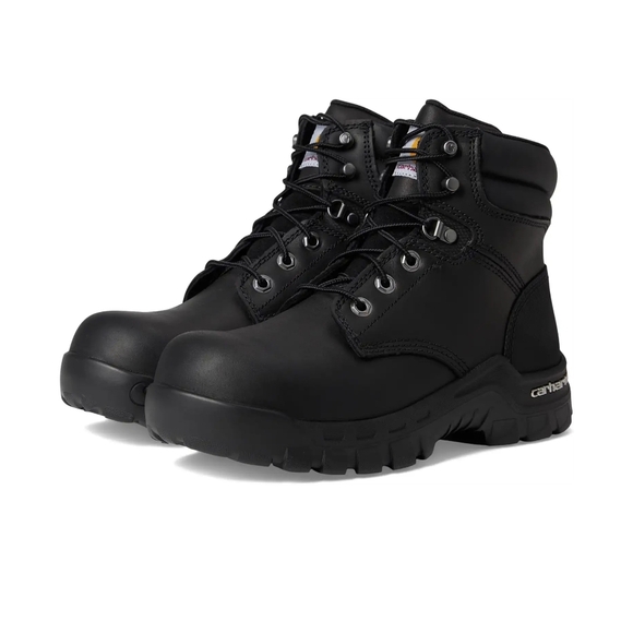 Carhartt Black Leather Work Boots with Padded Ankle - Picture 2 of 12